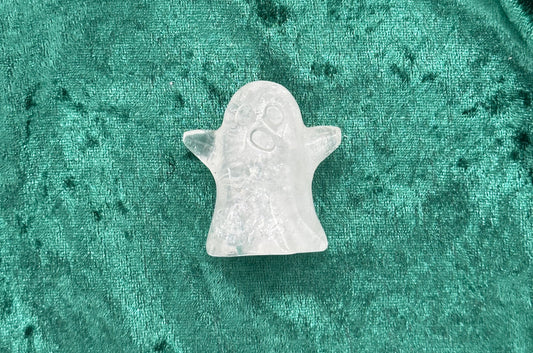 Clear Quartz Ghost Carving