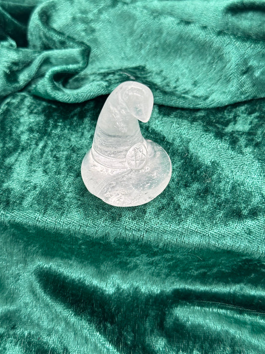 Clear Quartz Witch's Hat Carving